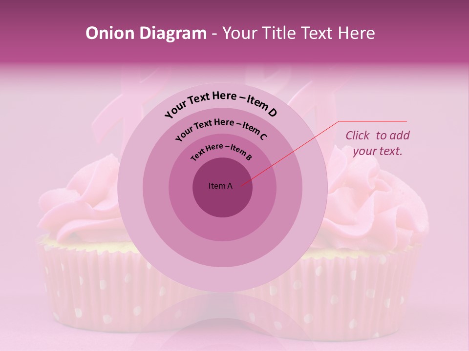 Two Cupcakes With Pink Frosting And Pink Ribbons On Them PowerPoint Template