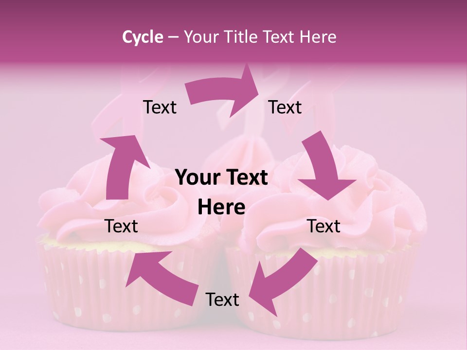 Two Cupcakes With Pink Frosting And Pink Ribbons On Them PowerPoint Template
