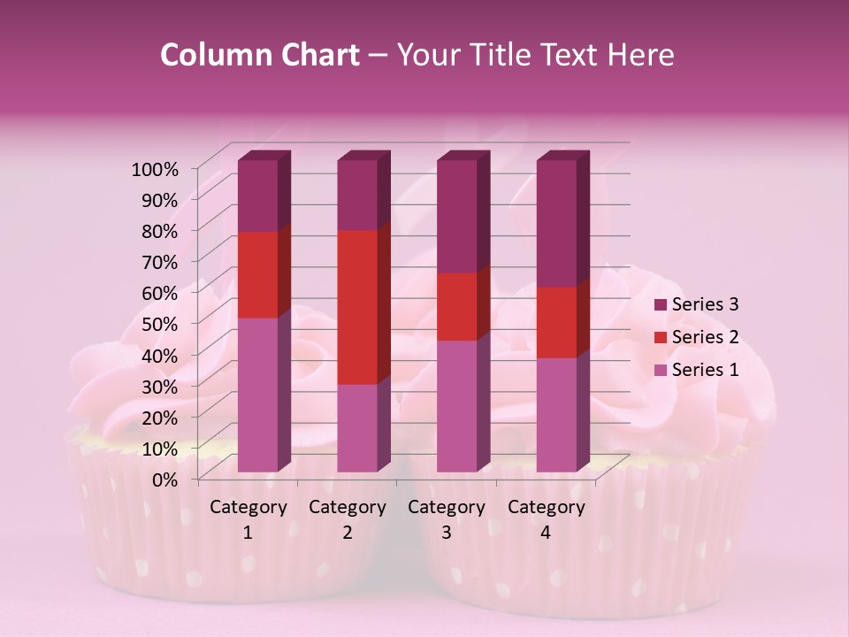 Two Cupcakes With Pink Frosting And Pink Ribbons On Them PowerPoint Template