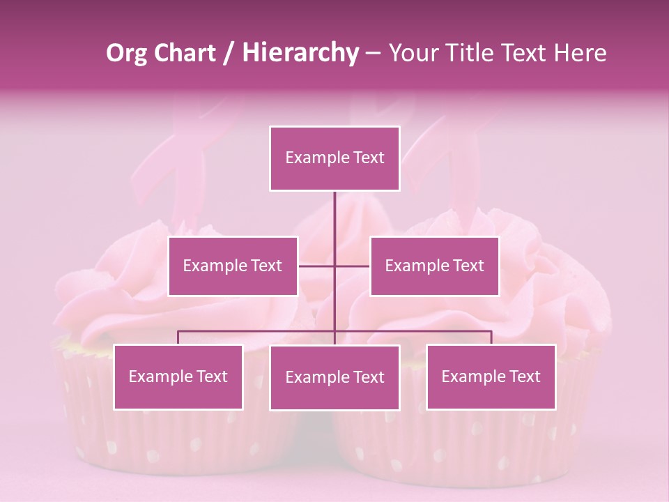 Two Cupcakes With Pink Frosting And Pink Ribbons On Them PowerPoint Template