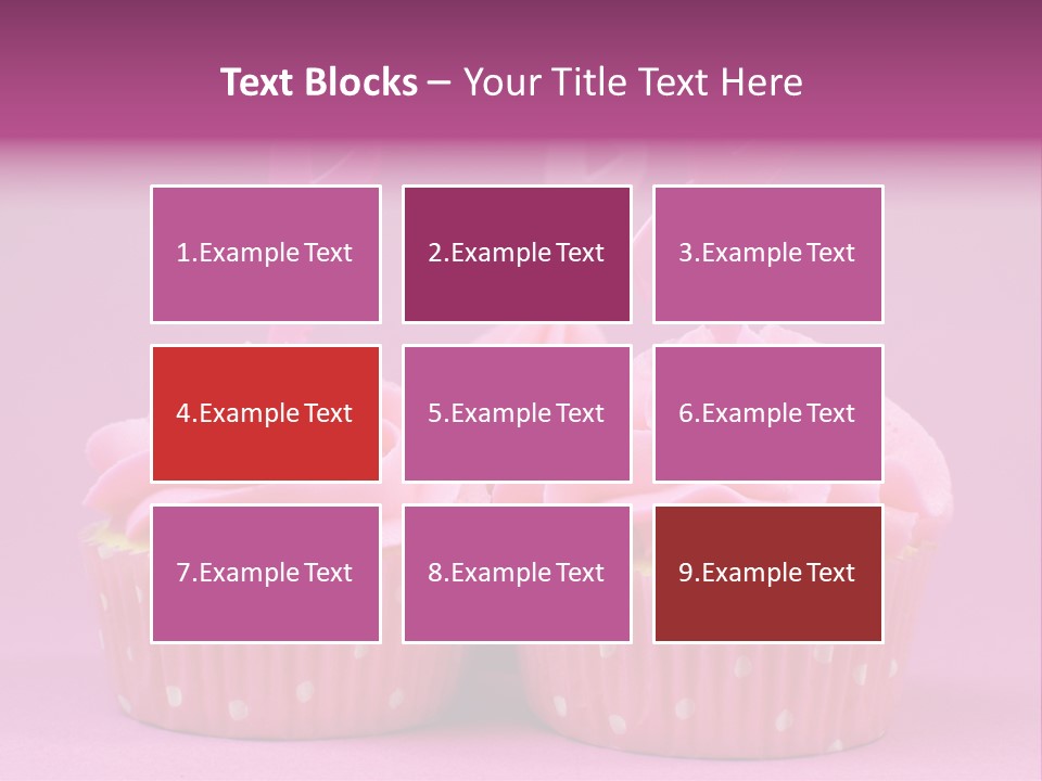 Two Cupcakes With Pink Frosting And Pink Ribbons On Them PowerPoint Template