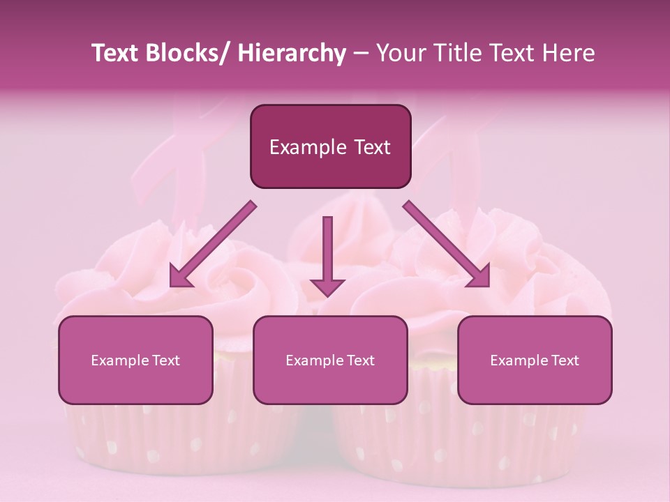 Two Cupcakes With Pink Frosting And Pink Ribbons On Them PowerPoint Template