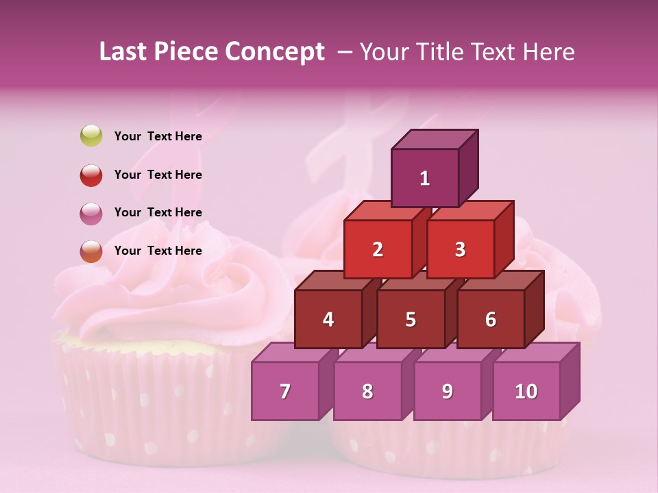 Two Cupcakes With Pink Frosting And Pink Ribbons On Them PowerPoint Template