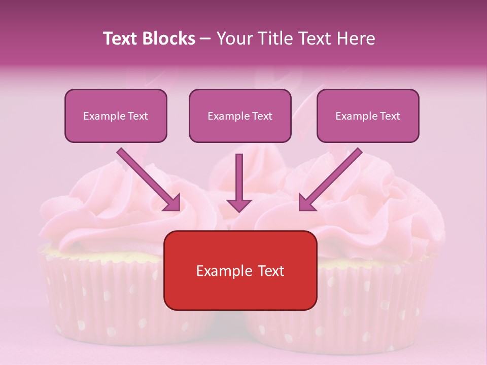 Two Cupcakes With Pink Frosting And Pink Ribbons On Them PowerPoint Template