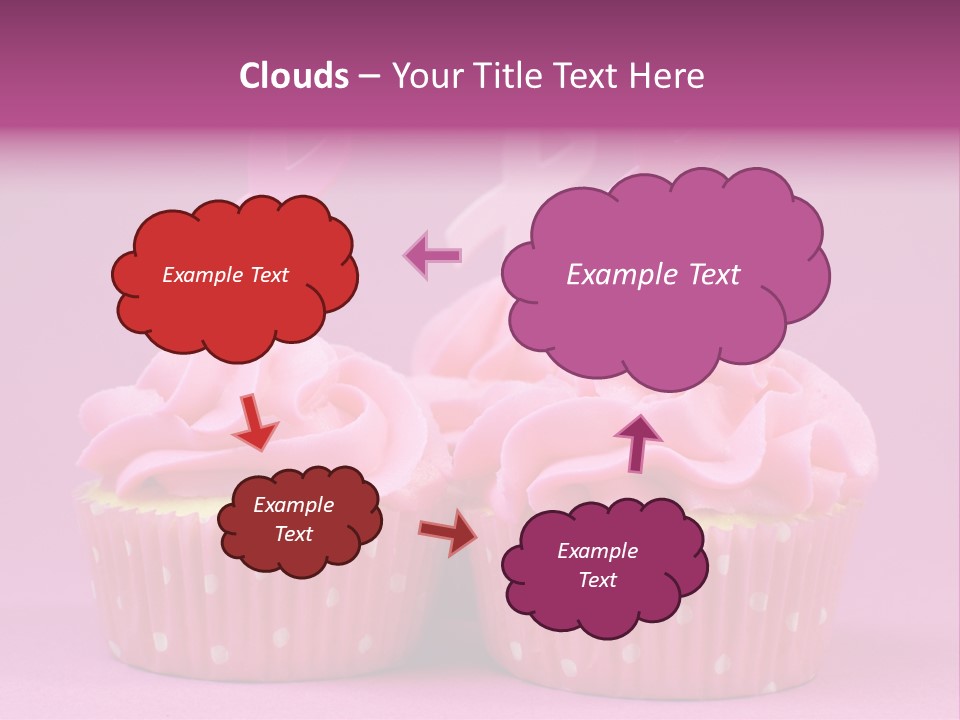 Two Cupcakes With Pink Frosting And Pink Ribbons On Them PowerPoint Template