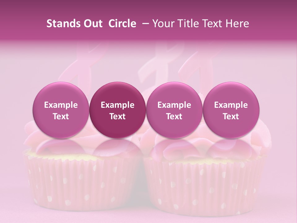 Two Cupcakes With Pink Frosting And Pink Ribbons On Them PowerPoint Template