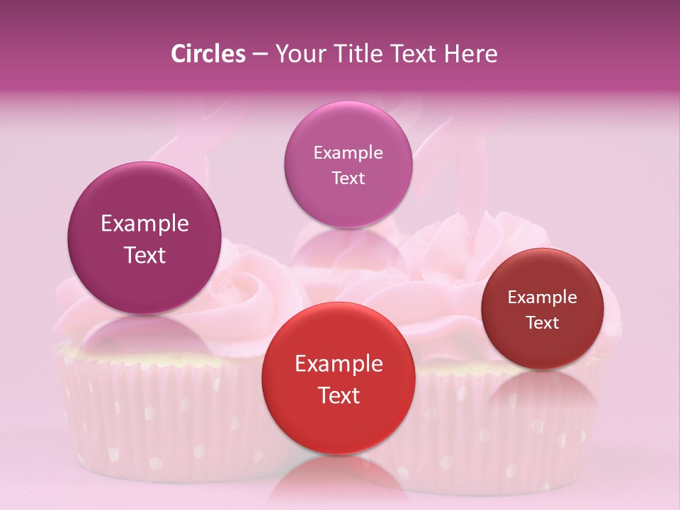 Two Cupcakes With Pink Frosting And Pink Ribbons On Them PowerPoint Template