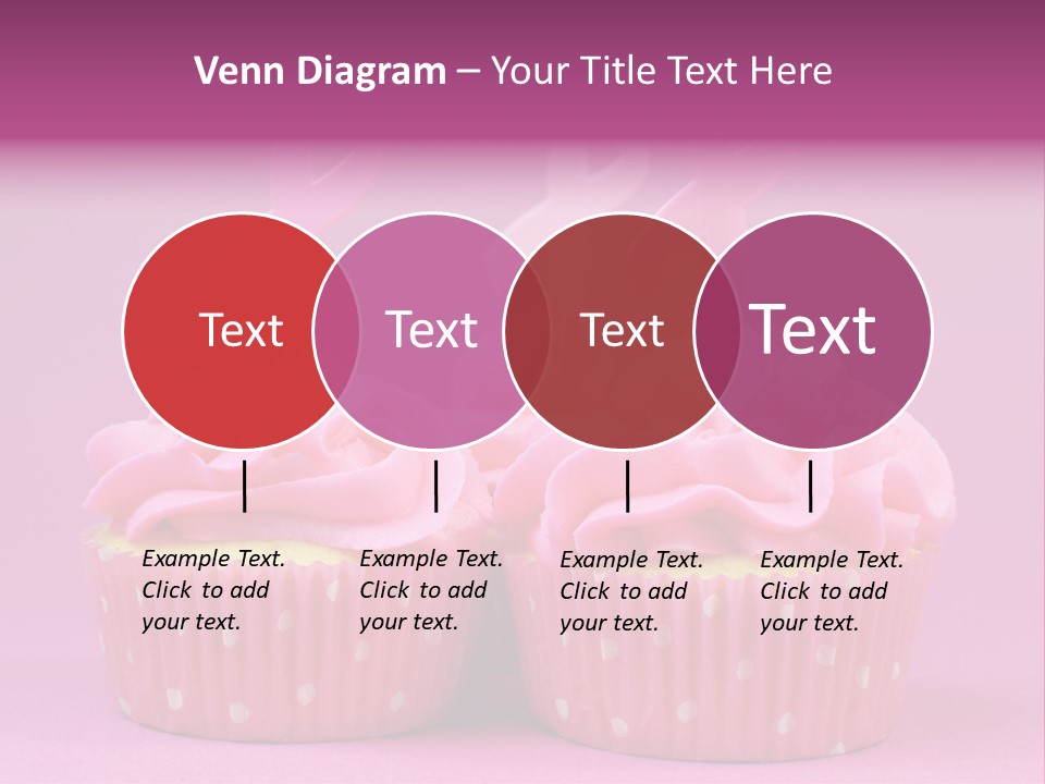 Two Cupcakes With Pink Frosting And Pink Ribbons On Them PowerPoint Template