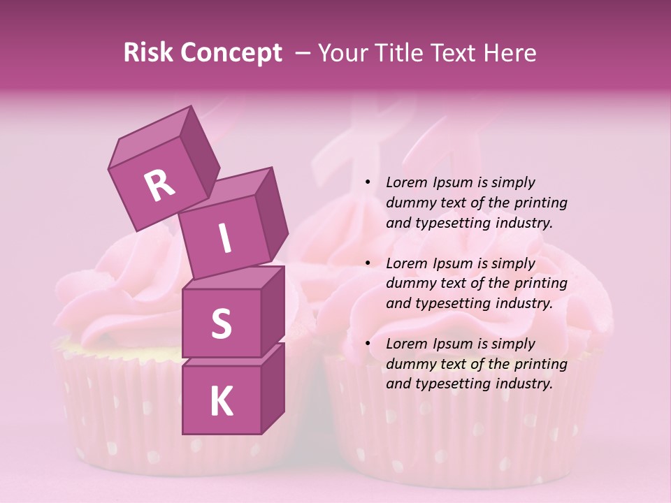 Two Cupcakes With Pink Frosting And Pink Ribbons On Them PowerPoint Template