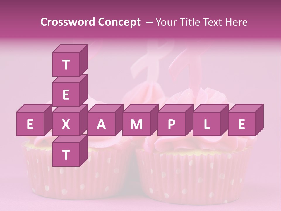 Two Cupcakes With Pink Frosting And Pink Ribbons On Them PowerPoint Template