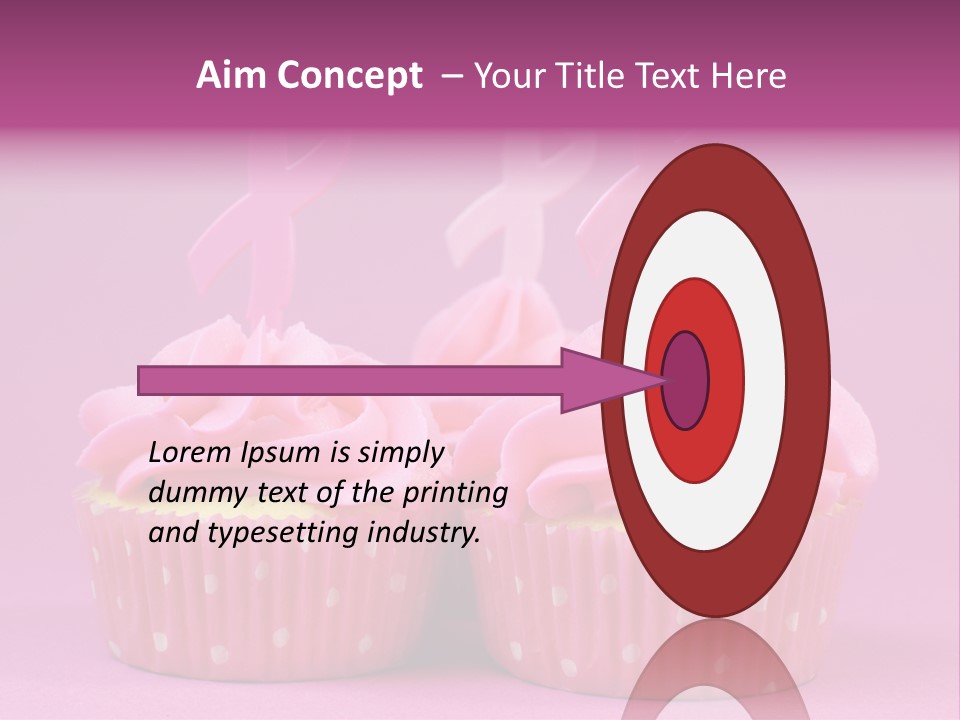 Two Cupcakes With Pink Frosting And Pink Ribbons On Them PowerPoint Template