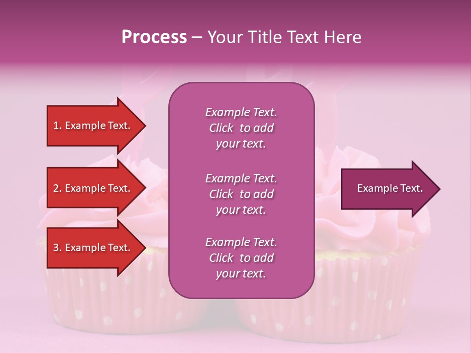 Two Cupcakes With Pink Frosting And Pink Ribbons On Them PowerPoint Template