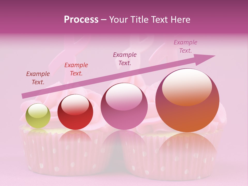 Two Cupcakes With Pink Frosting And Pink Ribbons On Them PowerPoint Template