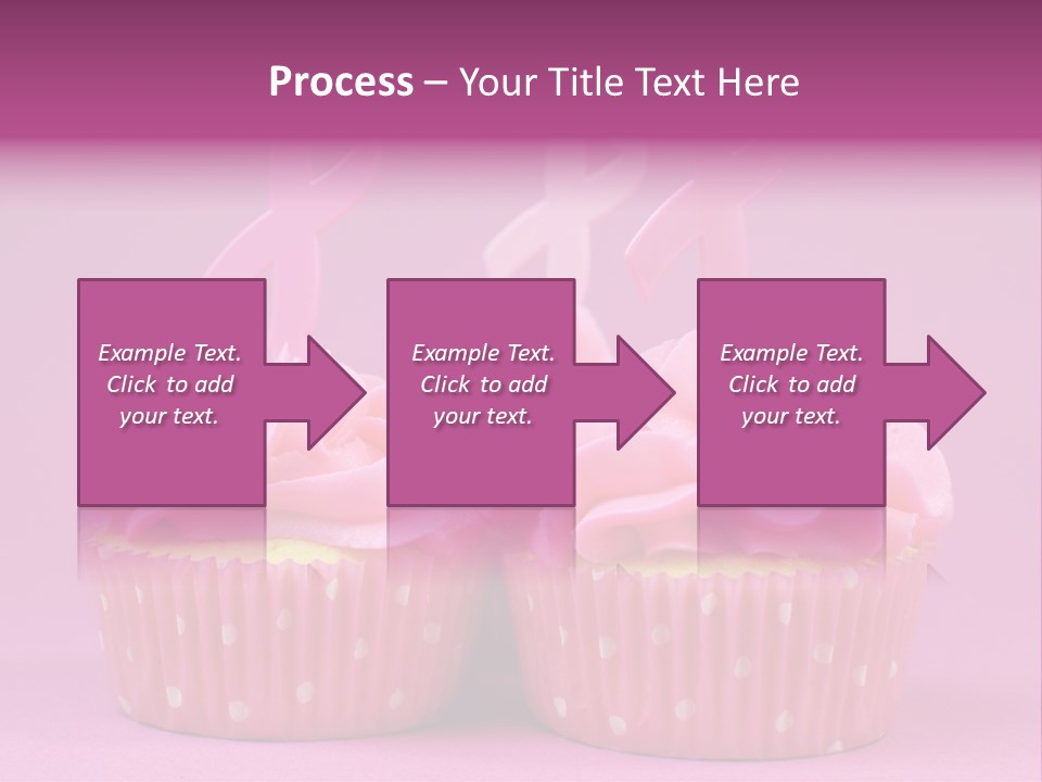 Two Cupcakes With Pink Frosting And Pink Ribbons On Them PowerPoint Template