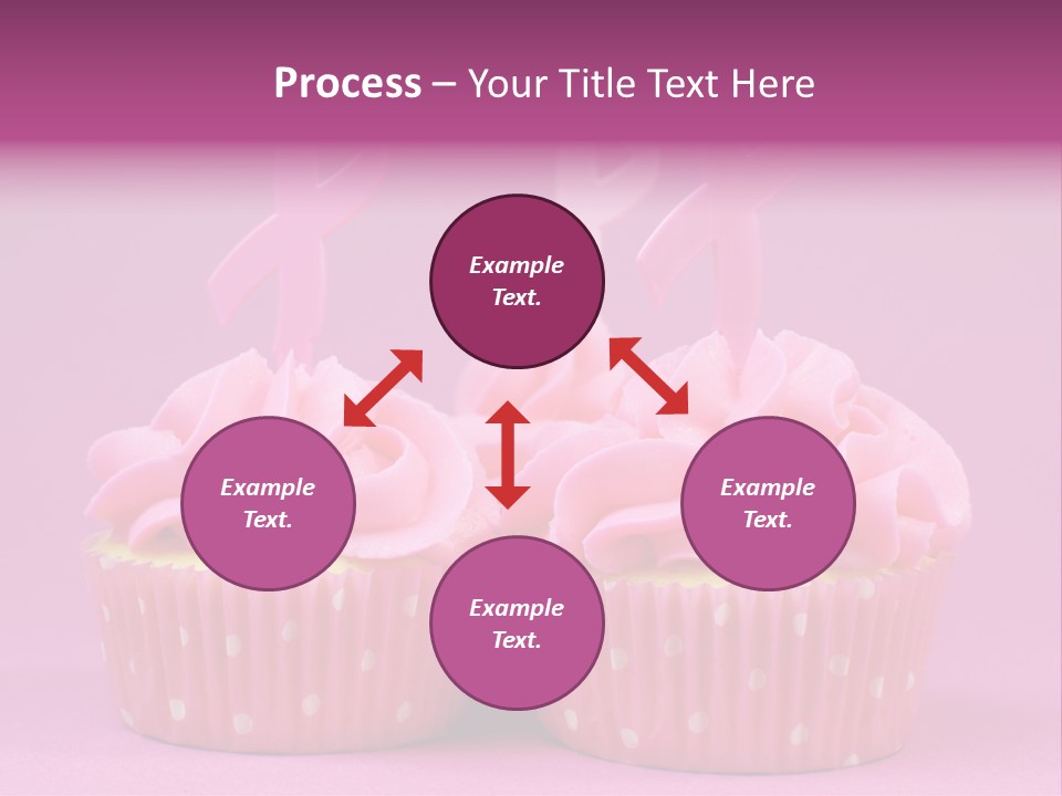 Two Cupcakes With Pink Frosting And Pink Ribbons On Them PowerPoint Template