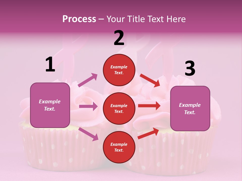 Two Cupcakes With Pink Frosting And Pink Ribbons On Them PowerPoint Template