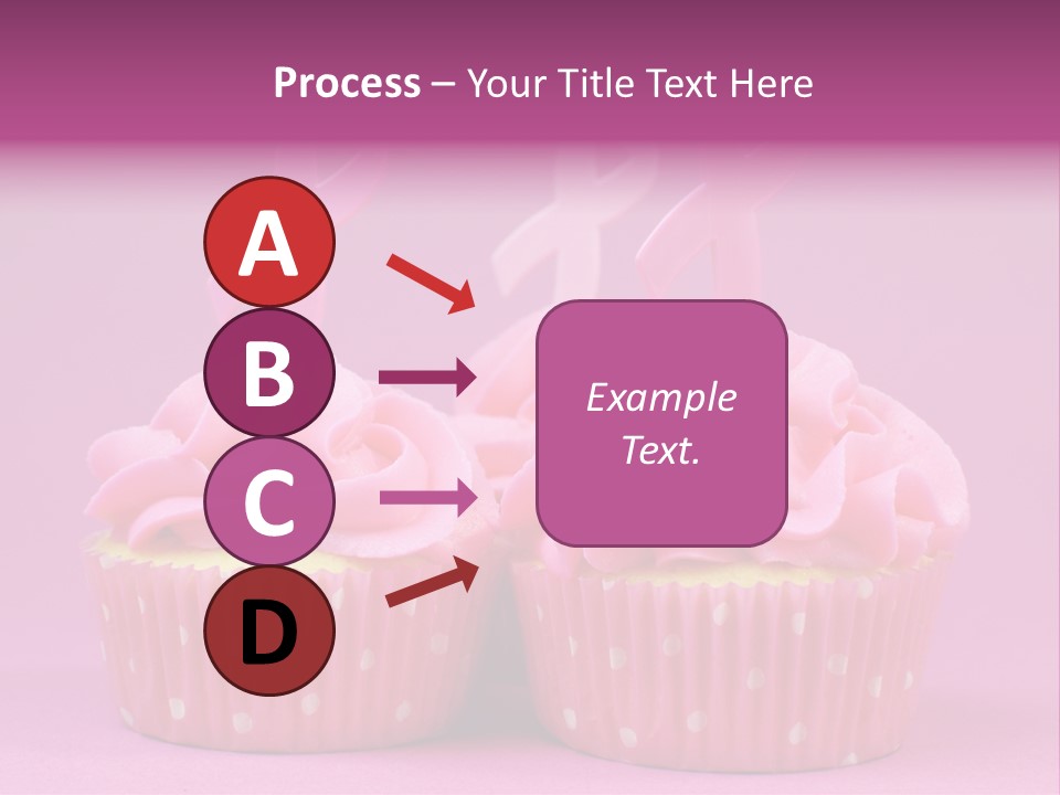 Two Cupcakes With Pink Frosting And Pink Ribbons On Them PowerPoint Template