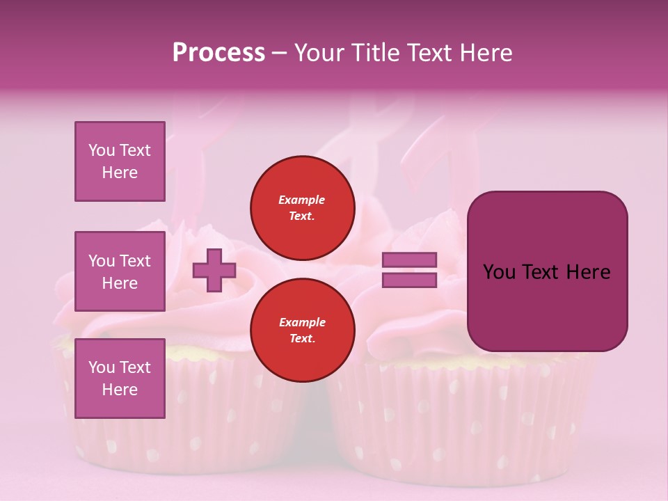 Two Cupcakes With Pink Frosting And Pink Ribbons On Them PowerPoint Template
