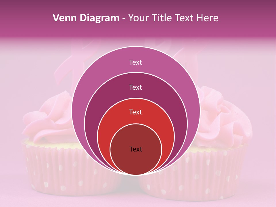 Two Cupcakes With Pink Frosting And Pink Ribbons On Them PowerPoint Template