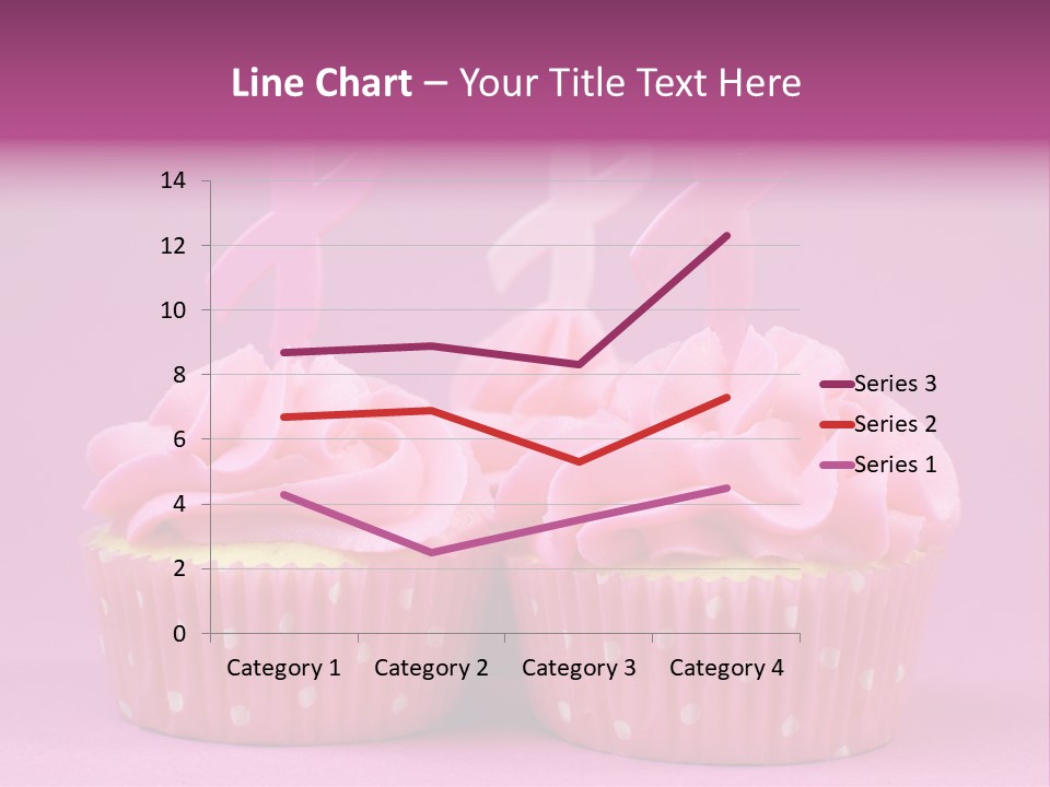 Two Cupcakes With Pink Frosting And Pink Ribbons On Them PowerPoint Template