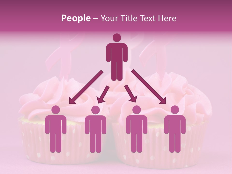 Two Cupcakes With Pink Frosting And Pink Ribbons On Them PowerPoint Template