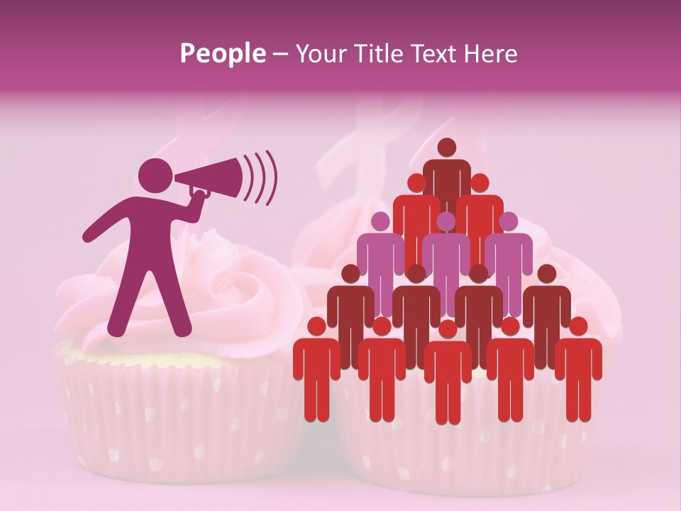 Two Cupcakes With Pink Frosting And Pink Ribbons On Them PowerPoint Template
