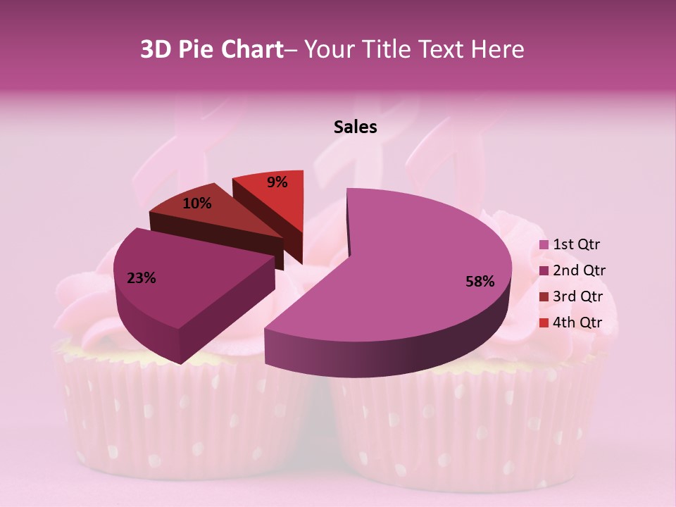 Two Cupcakes With Pink Frosting And Pink Ribbons On Them PowerPoint Template