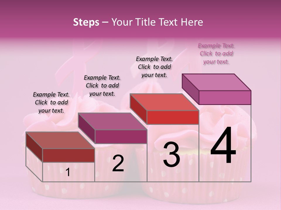 Two Cupcakes With Pink Frosting And Pink Ribbons On Them PowerPoint Template