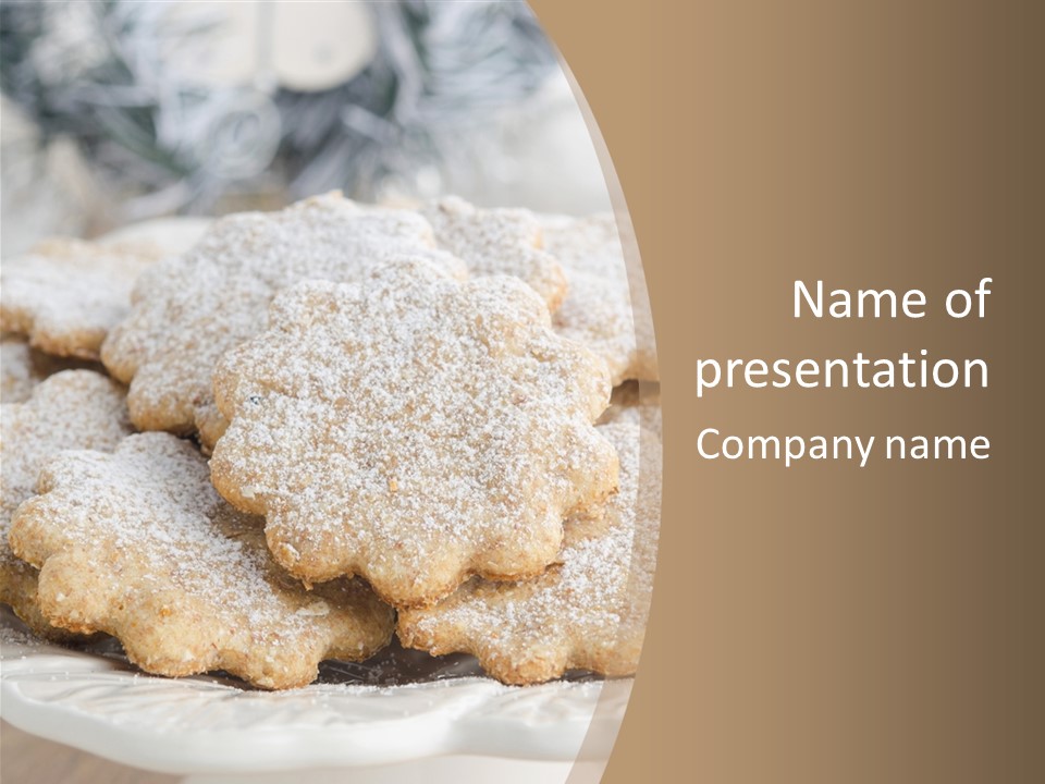 Powdered Gingerbread Cookies Pastry PowerPoint Template