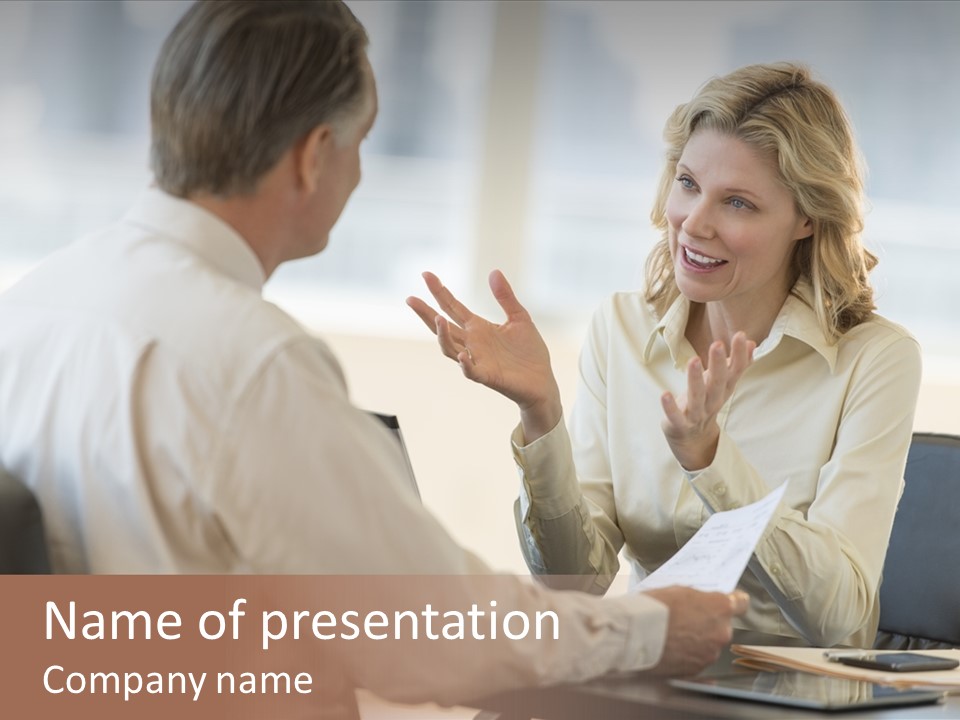 Discussion Sitting Business PowerPoint Template