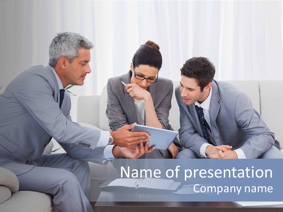 Happy Businessman Workplace PowerPoint Template