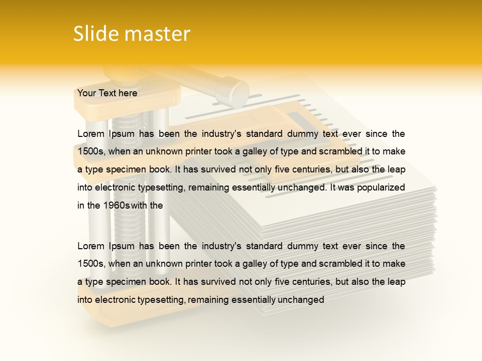 A Bunch Of Yellow And Silver Objects On A White Background PowerPoint Template