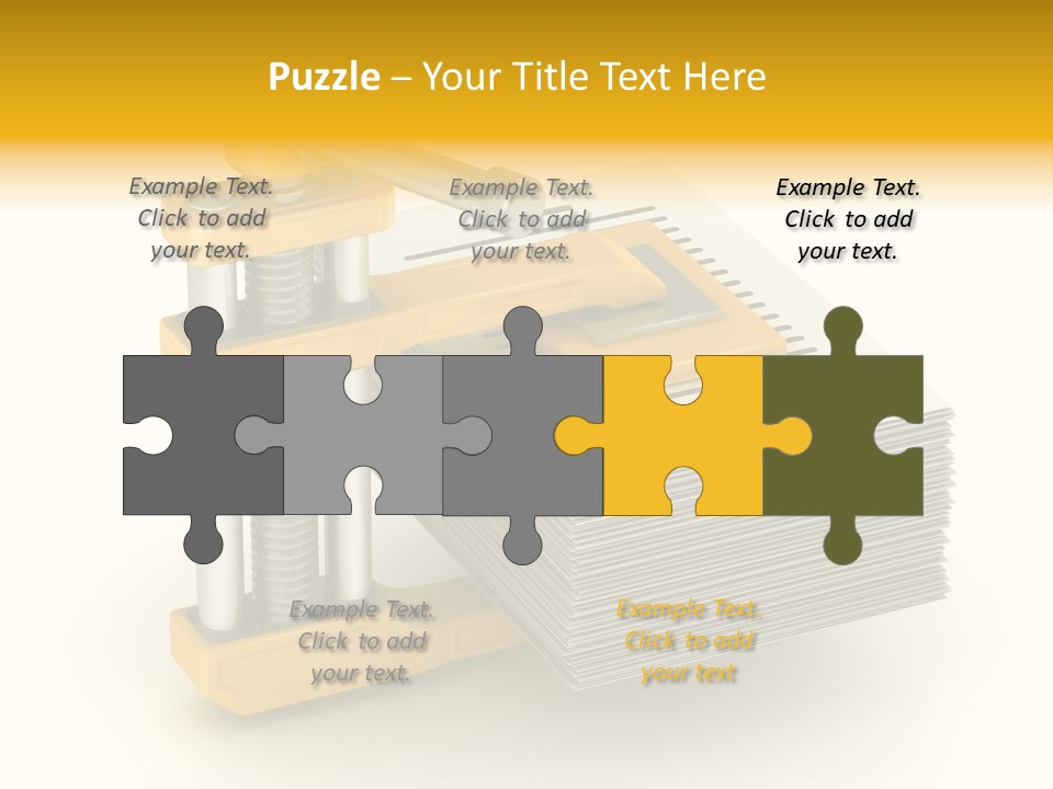 A Bunch Of Yellow And Silver Objects On A White Background PowerPoint Template