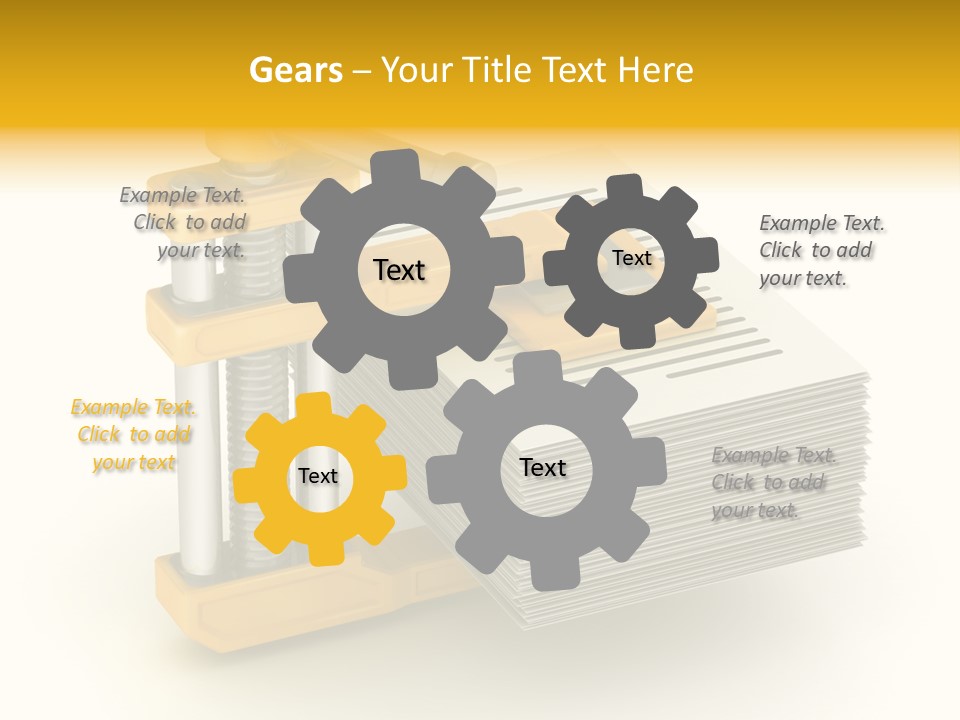 A Bunch Of Yellow And Silver Objects On A White Background PowerPoint Template