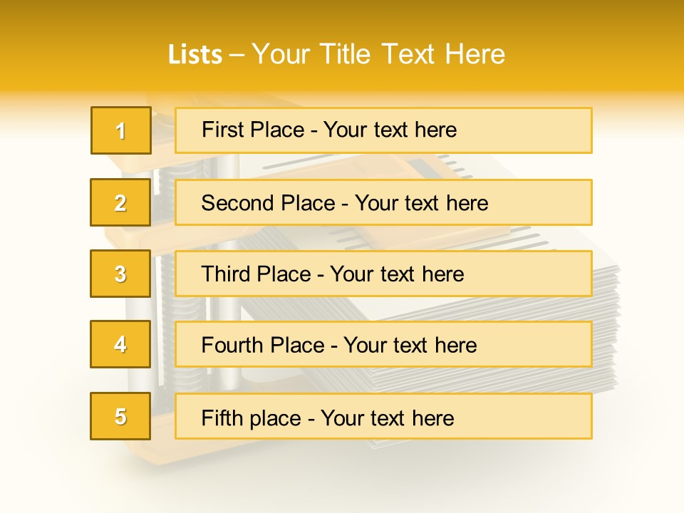 A Bunch Of Yellow And Silver Objects On A White Background PowerPoint Template