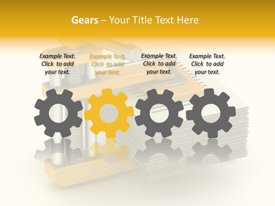 A Bunch Of Yellow And Silver Objects On A White Background PowerPoint Template