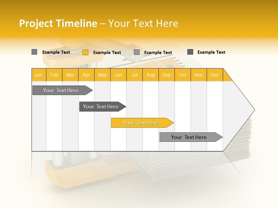 A Bunch Of Yellow And Silver Objects On A White Background PowerPoint Template