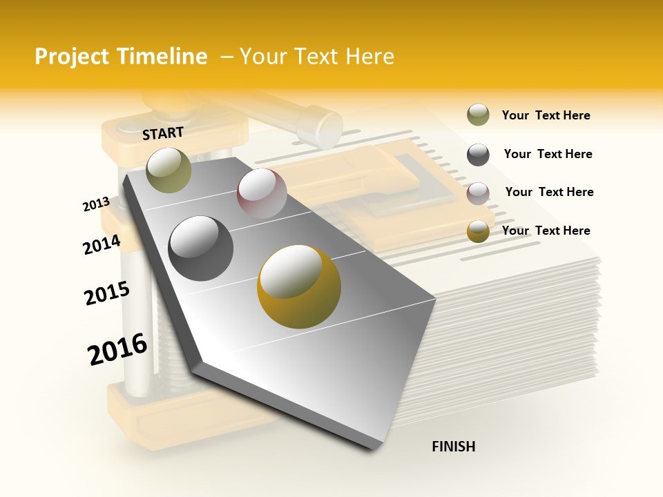 A Bunch Of Yellow And Silver Objects On A White Background PowerPoint Template