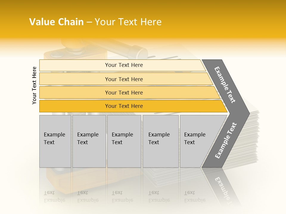 A Bunch Of Yellow And Silver Objects On A White Background PowerPoint Template