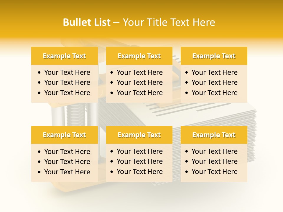 A Bunch Of Yellow And Silver Objects On A White Background PowerPoint Template