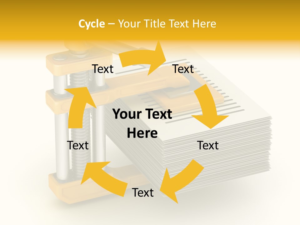 A Bunch Of Yellow And Silver Objects On A White Background PowerPoint Template