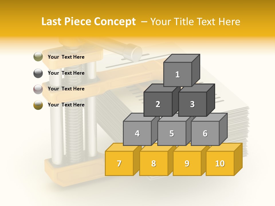 A Bunch Of Yellow And Silver Objects On A White Background PowerPoint Template