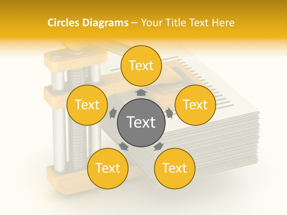 A Bunch Of Yellow And Silver Objects On A White Background PowerPoint Template
