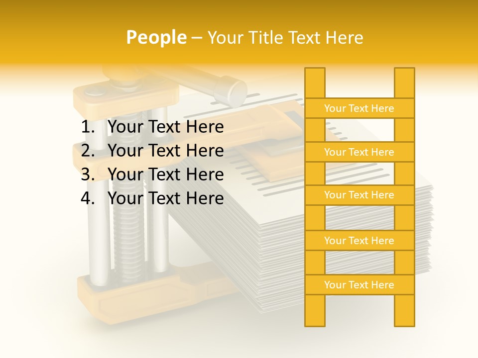 A Bunch Of Yellow And Silver Objects On A White Background PowerPoint Template