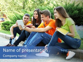 Teenager Woman Man PowerPoint Template