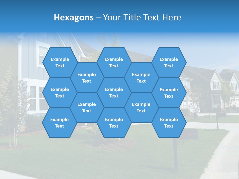 A Row Of Houses With A Blue Sign In Front Of Them PowerPoint Template