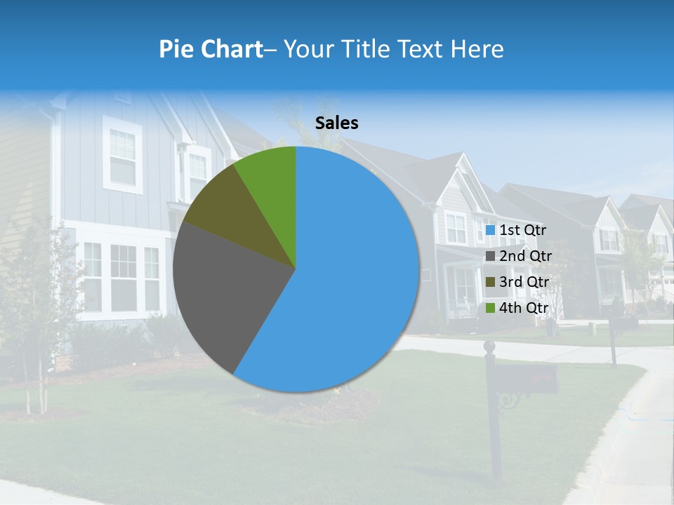A Row Of Houses With A Blue Sign In Front Of Them PowerPoint Template