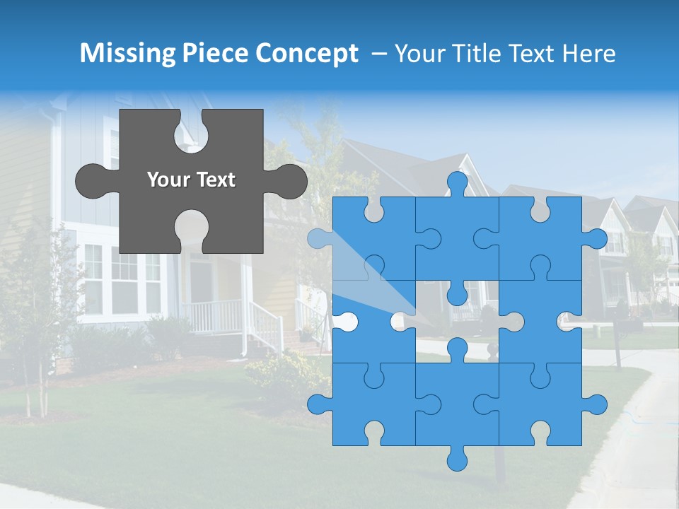 A Row Of Houses With A Blue Sign In Front Of Them PowerPoint Template