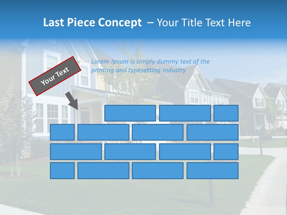 A Row Of Houses With A Blue Sign In Front Of Them PowerPoint Template