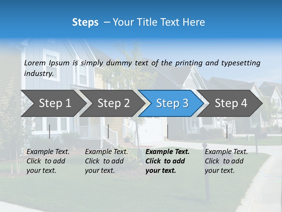 A Row Of Houses With A Blue Sign In Front Of Them PowerPoint Template